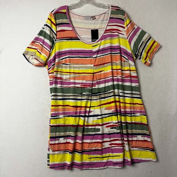 Avenue dress plus sz 20 watercolor stripe short sleeve tunic colorful spring NWT - Picture 1 of 4
